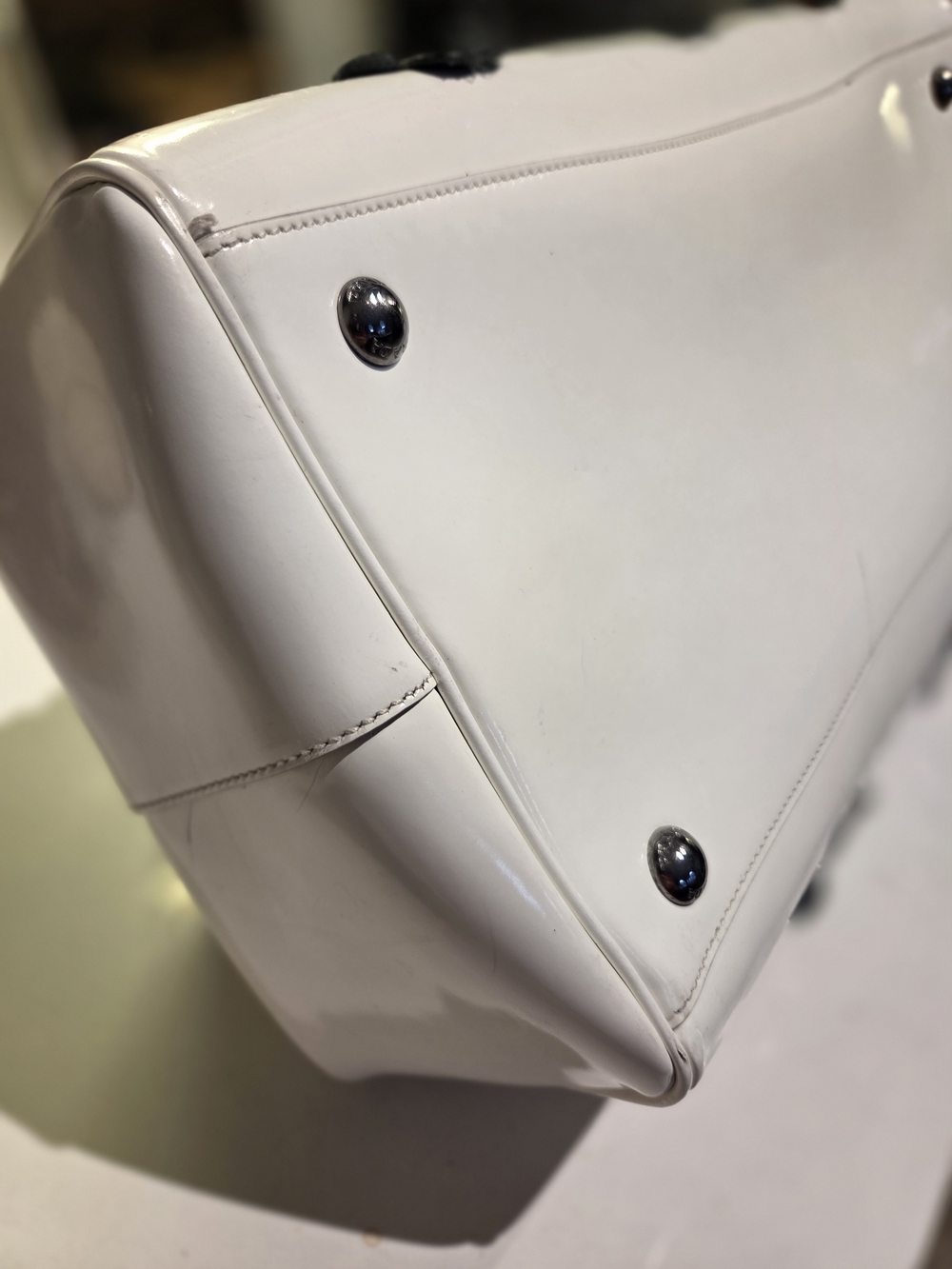 Prada White "Doctor Bag" with Black Floral Appliqués - Fall 2012 - Picture 9 of 16